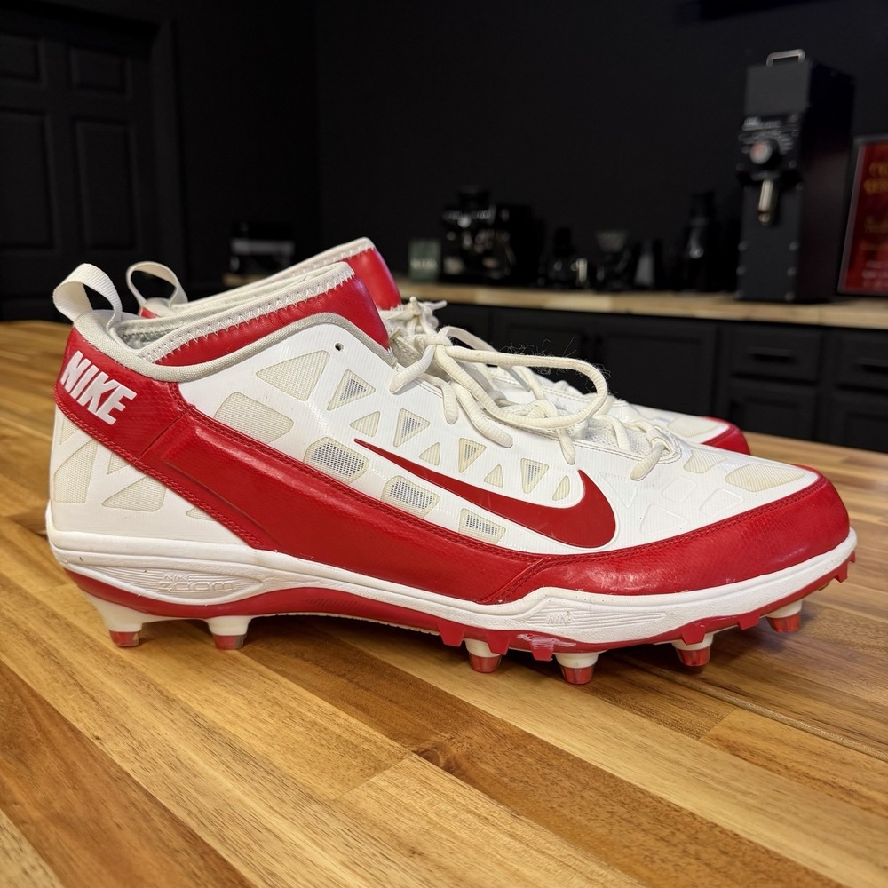 Nike Superbad Detachable Football Cleats Men's Size 17 White Red 442269-161